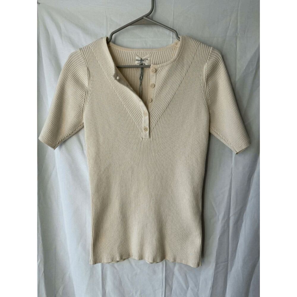 People Tree Organic Cotton Judith Knitted Top in Cream Womens US 4 UK 8